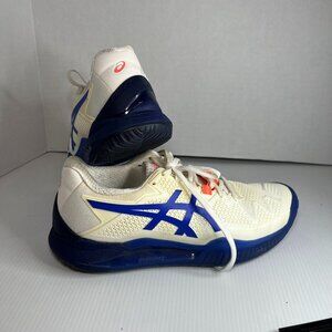 ASICS GEL-Resolution 8 Tennis Shoes - FlyteFoam Size 8 White Lapis Lazuli Blue